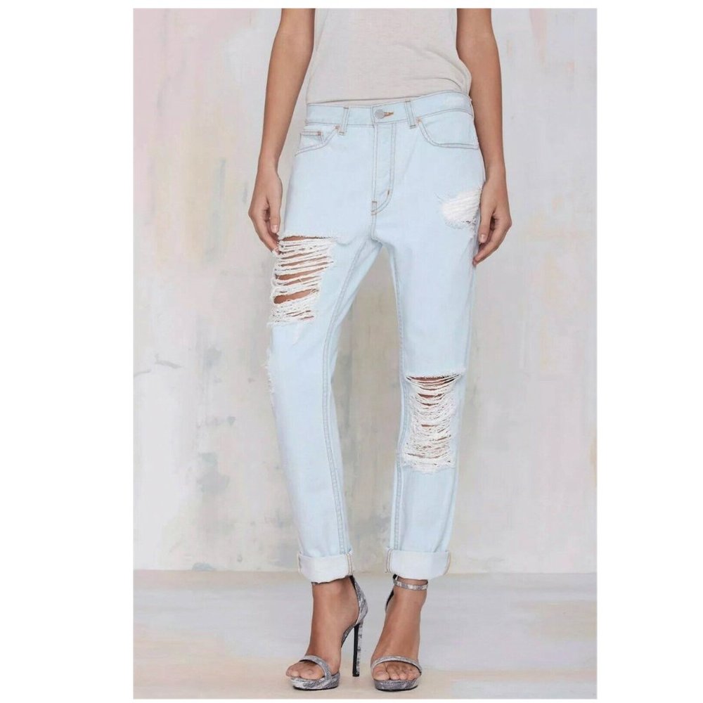 NASTY GAL Wreckage Distressed High Rise Jeans